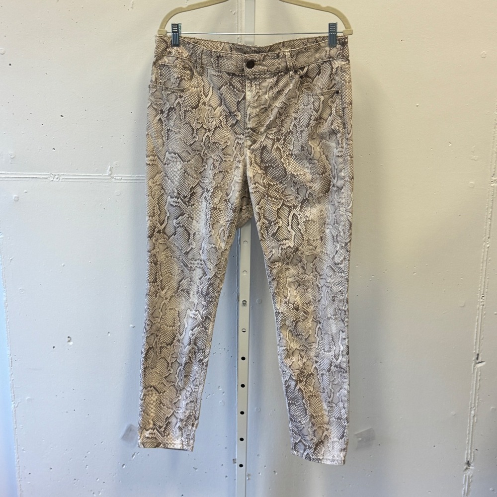 White House Black Market Snakeskin Skinny Jeans High Rise Python Print Neutral
